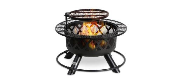 BALI OUTDOORS Wood Burning Fire Pit Backyard with Cooking Grill