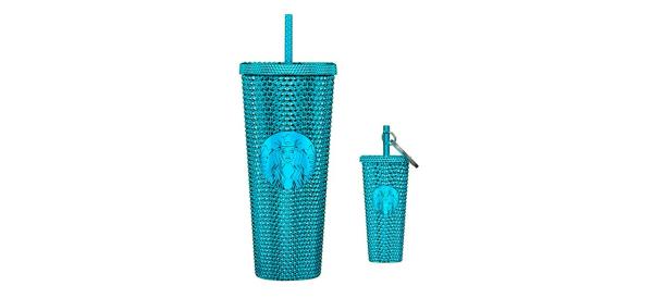 Teal Splash Bling Cold Cup and Keychain 